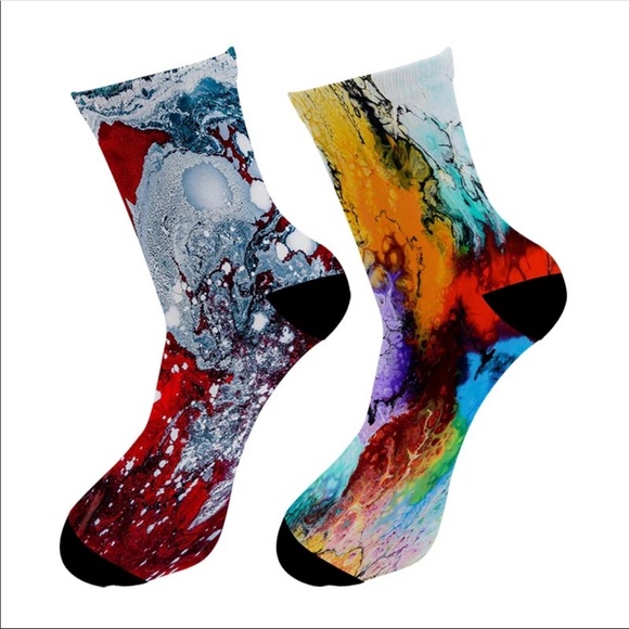Accessories - Multicolor Art Paint Splash Socks Any 4 for $32